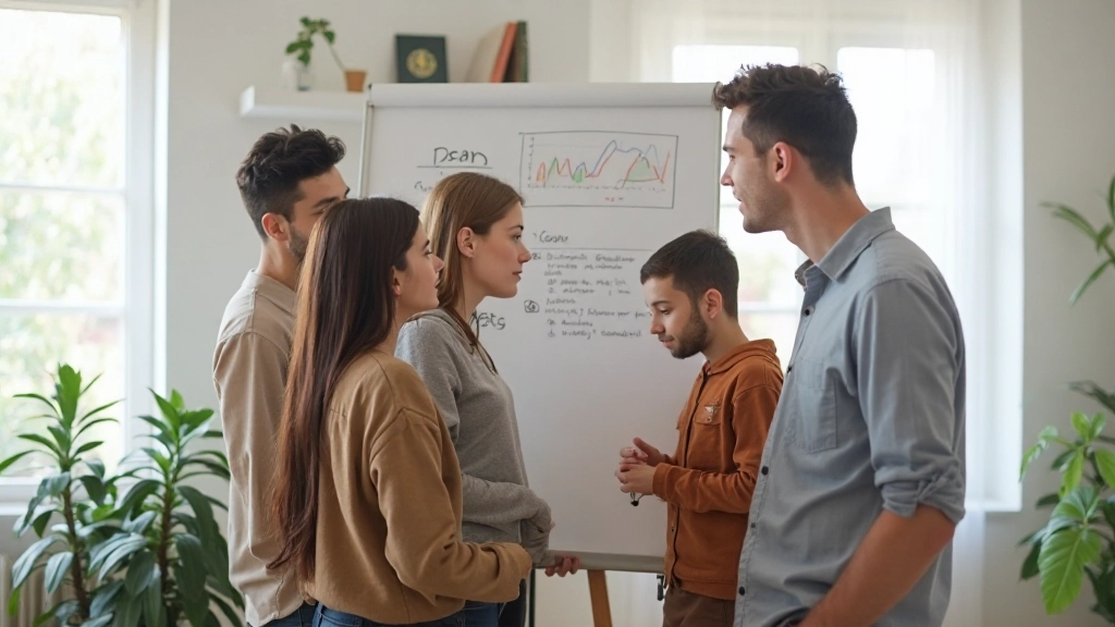 Семья планирует финансовые цели на доске