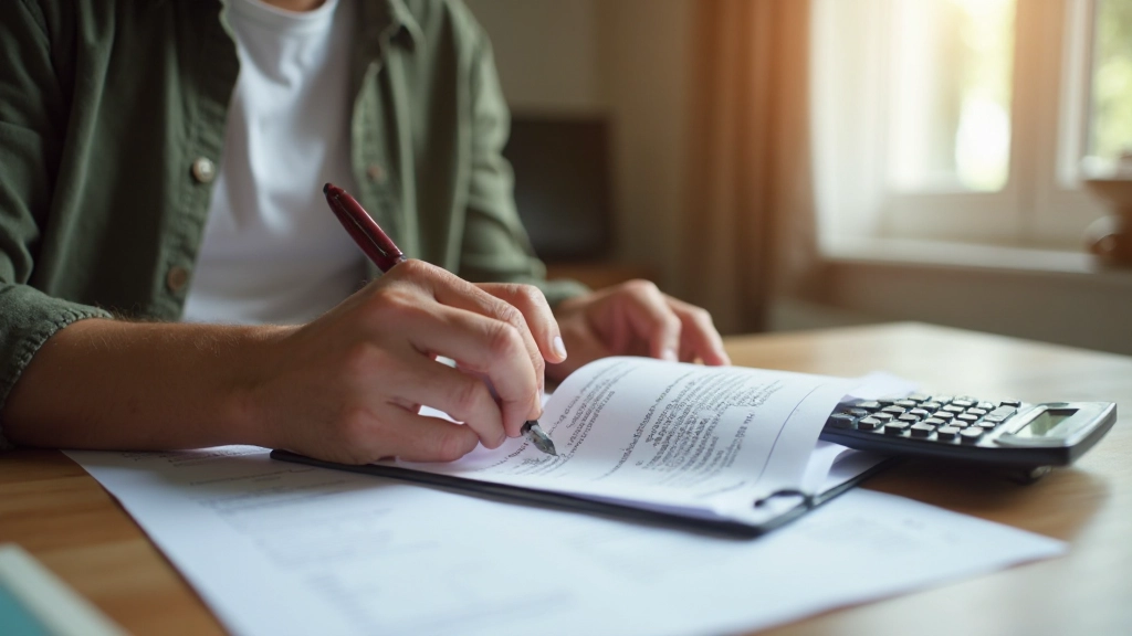 Финансовые документы и калькулятор на столе с чашкой кофе